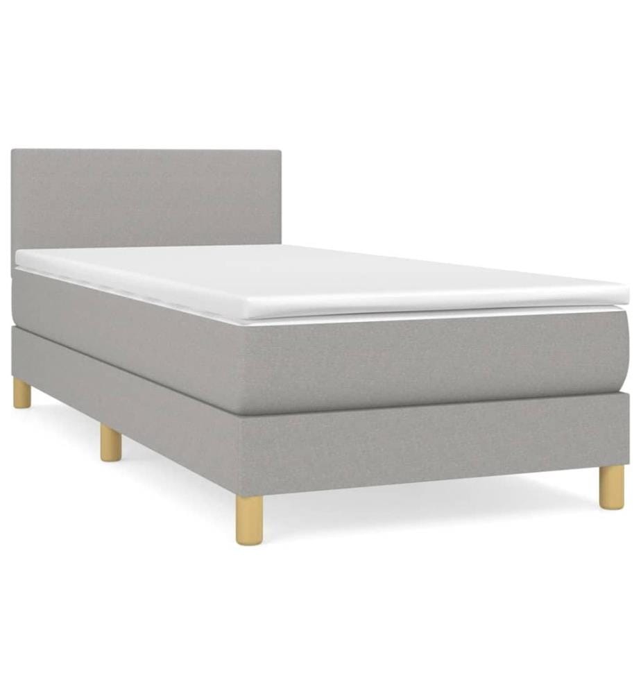 Boxspringbett mit Matratze Hellgrau 90x200 cm Stoff