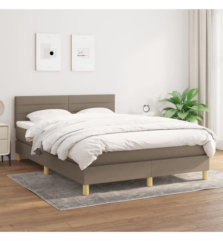 Boxspringbett mit Matratze Taupe 140x200 cm Stoff