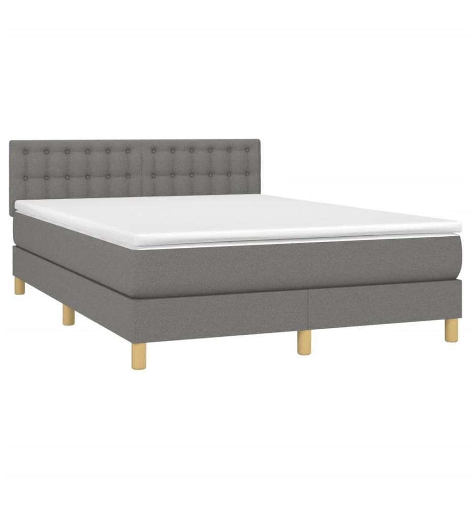 Boxspringbett mit Matratze Dunkelgrau 140x200 cm Stoff