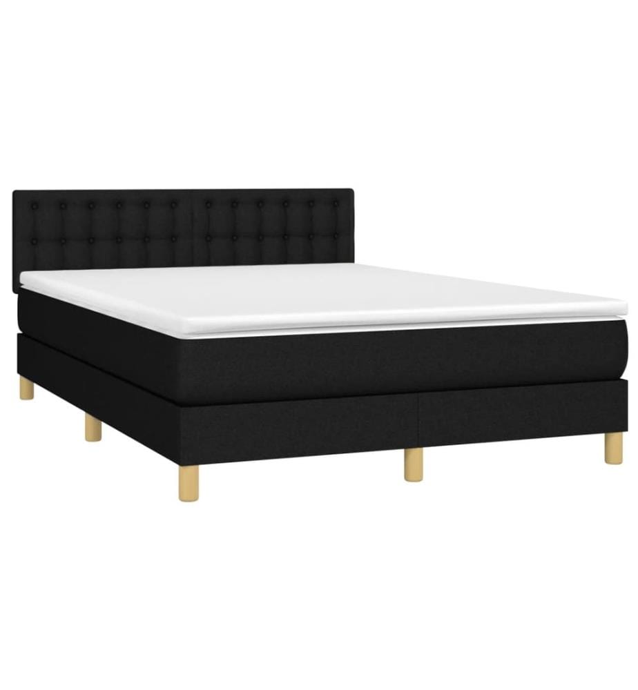 Boxspringbett mit Matratze Schwarz 140x200 cm Stoff