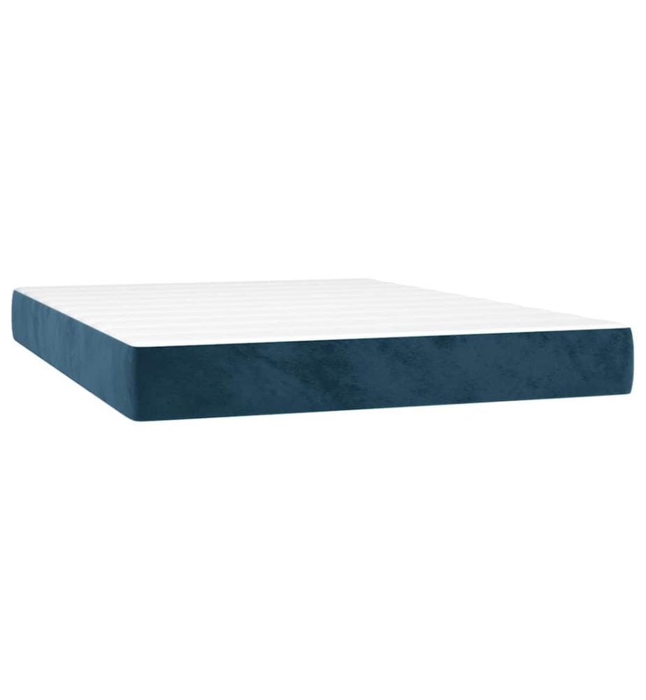 Boxspringbett mit Matratze Dunkelblau 140x200 cm Samt