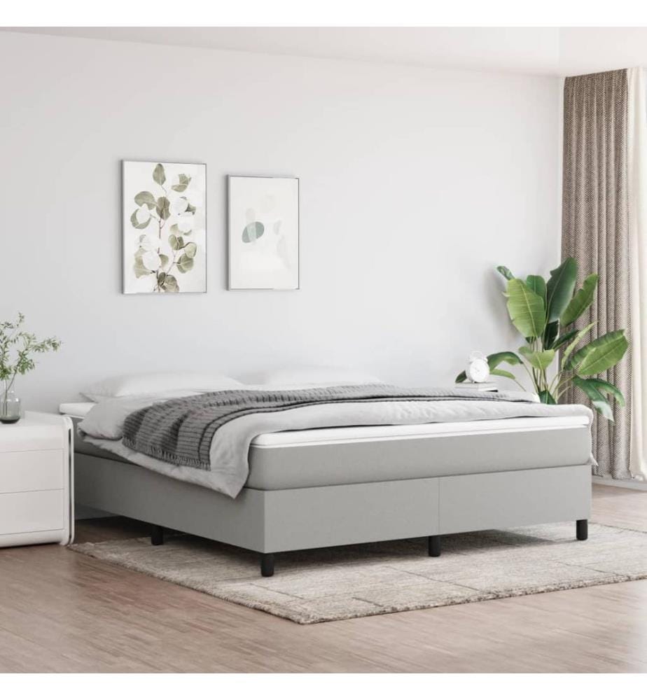 Boxspringbett mit Matratze Hellgrau 180x200 cm Stoff
