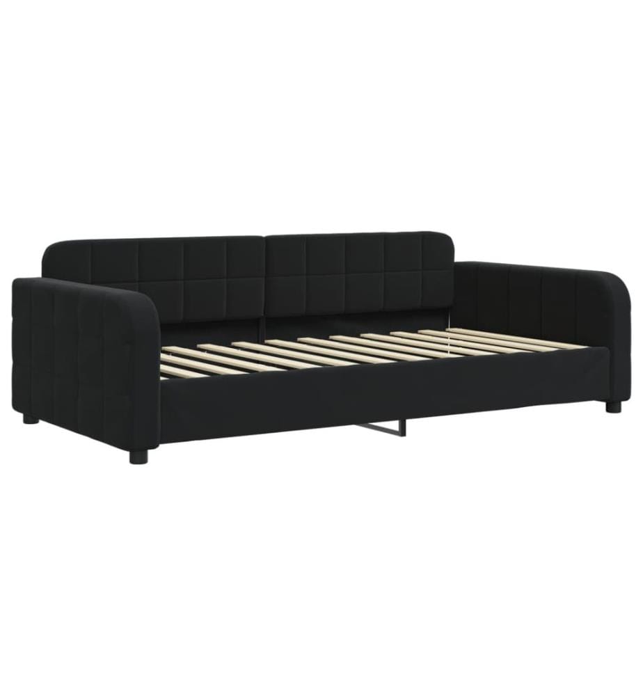 Lit de jour avec matelas noir 90x200 cm velours