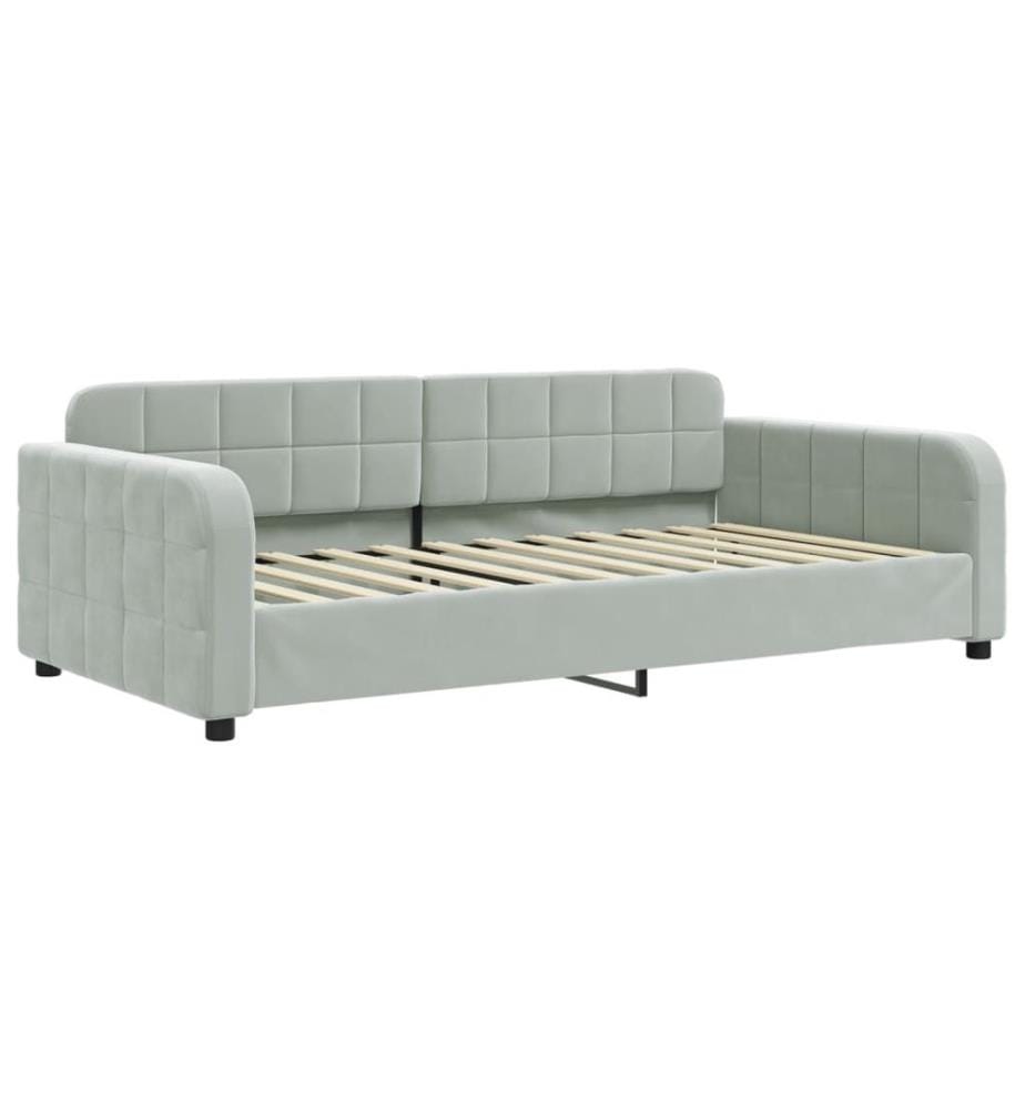 Tagesbett Ausziehbar mit Schubladen Hellgrau 100x200 cm Samt