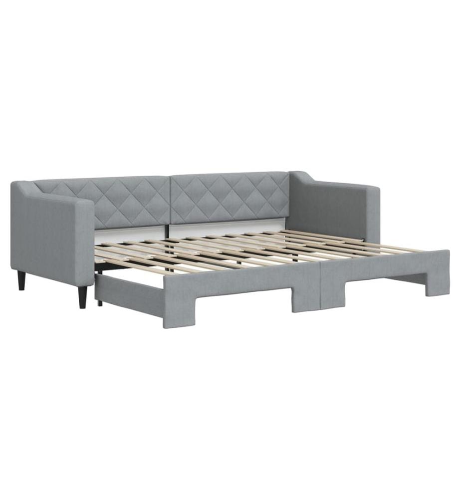 Lit de jour avec gigogne sans matelas gris clair 80x200 cm