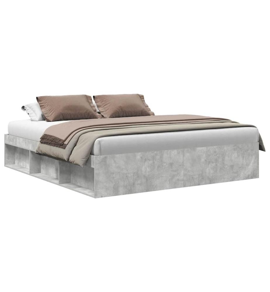 Cadre de lit sans matelas gris béton 200x200 cm