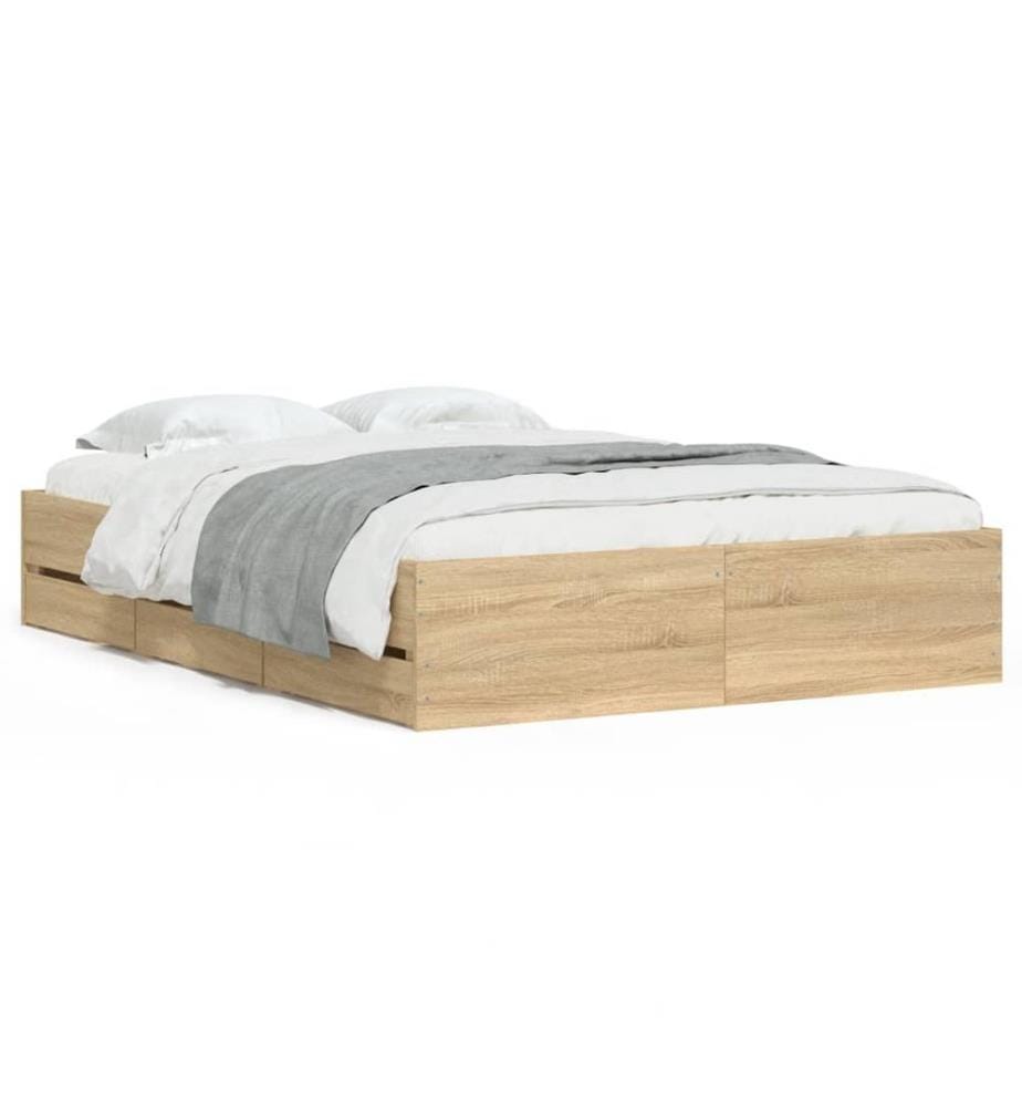 Bettgestell mit Schubladen Sonoma-Eiche 120x200cm Holzwerkstoff