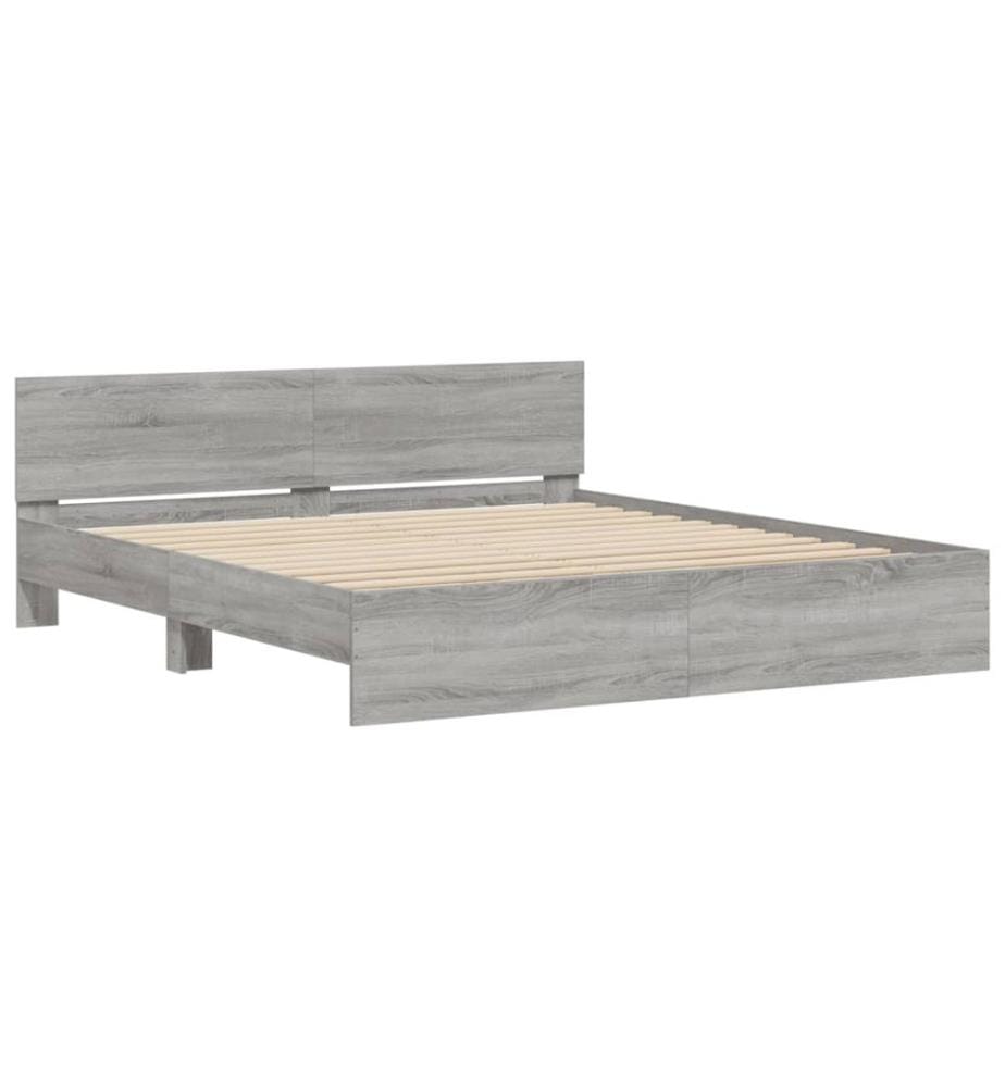 Bettgestell mit Kopfteil Grau Sonoma 200x200 cm
