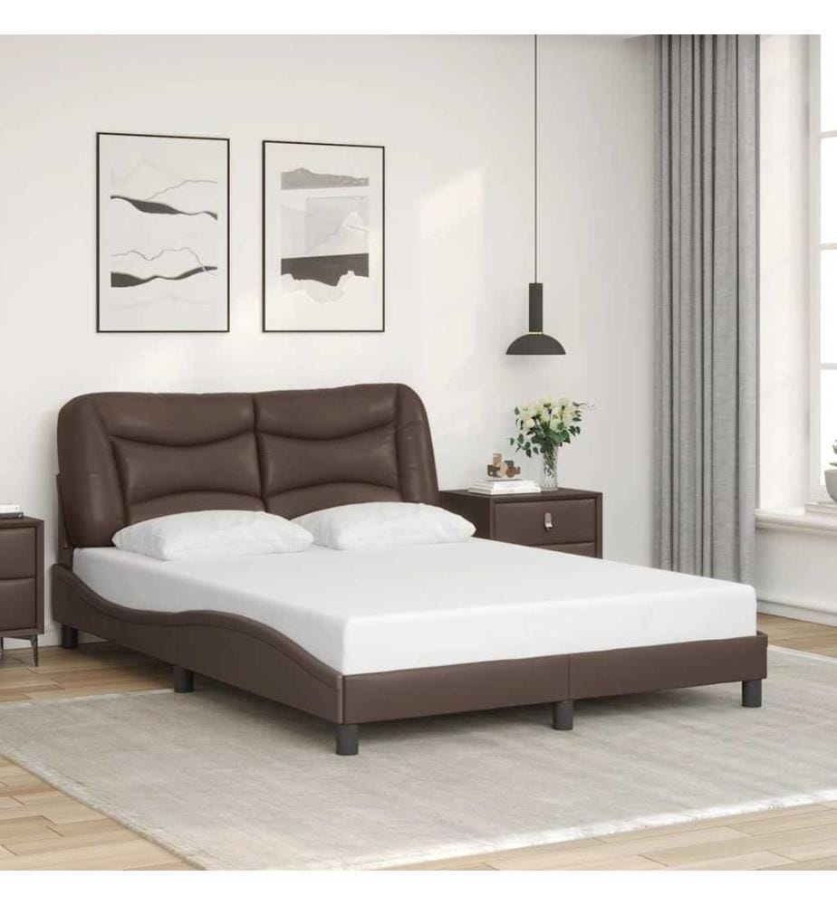 Cadre de lit sans matelas Hvar marron 120x200 cm similicuir