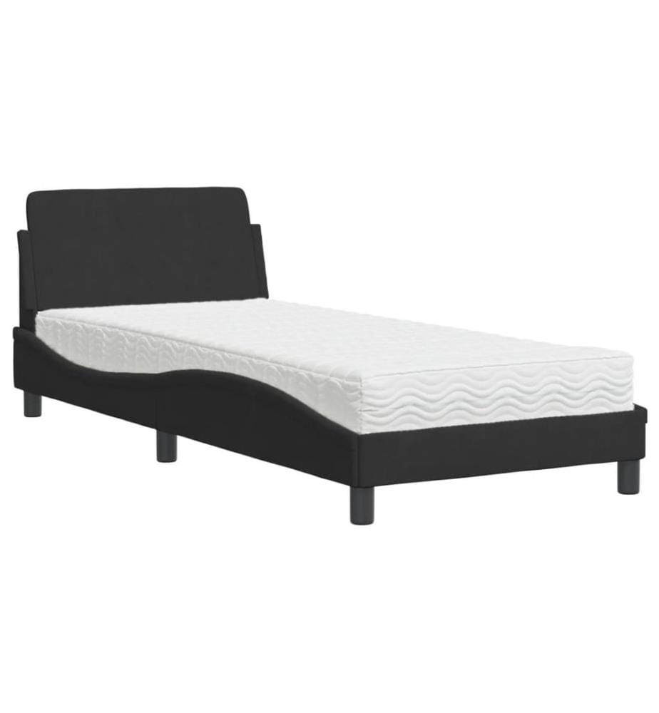 Bett mit Matratze "Dover" Schwarz 90x190 cm Samt