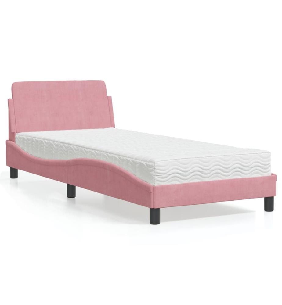 Bett mit Matratze "Dover" Rosa 90x200 cm Samt