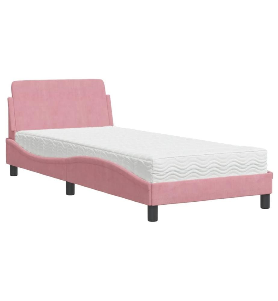 Bett mit Matratze "Dover" Rosa 90x200 cm Samt