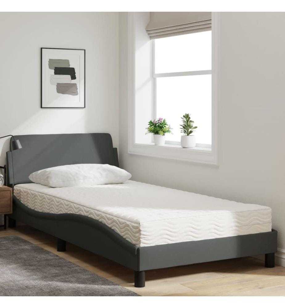 Bett mit Matratze "Dover" Dunkelgrau 100x200 cm Stoff