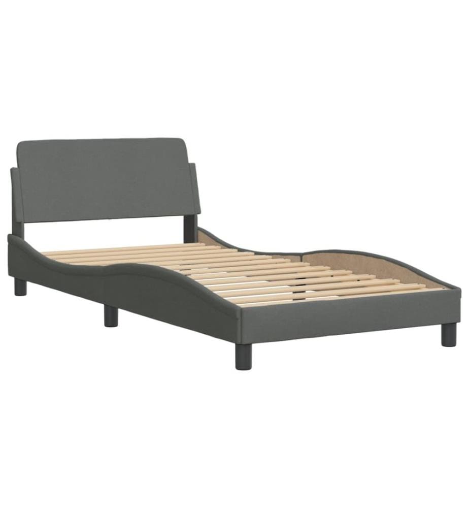 Bett mit Matratze "Dover" Dunkelgrau 100x200 cm Stoff
