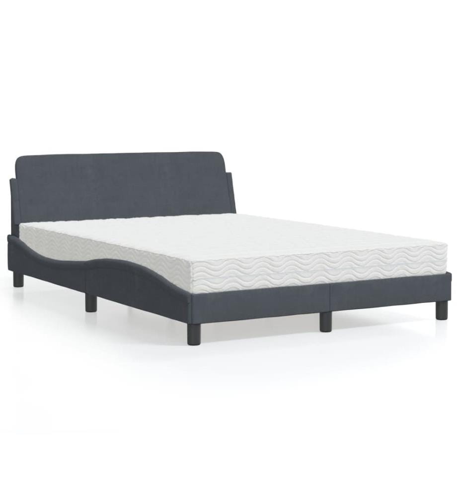 Bett mit Matratze "Dover" Dunkelgrau 120x200 cm Samt