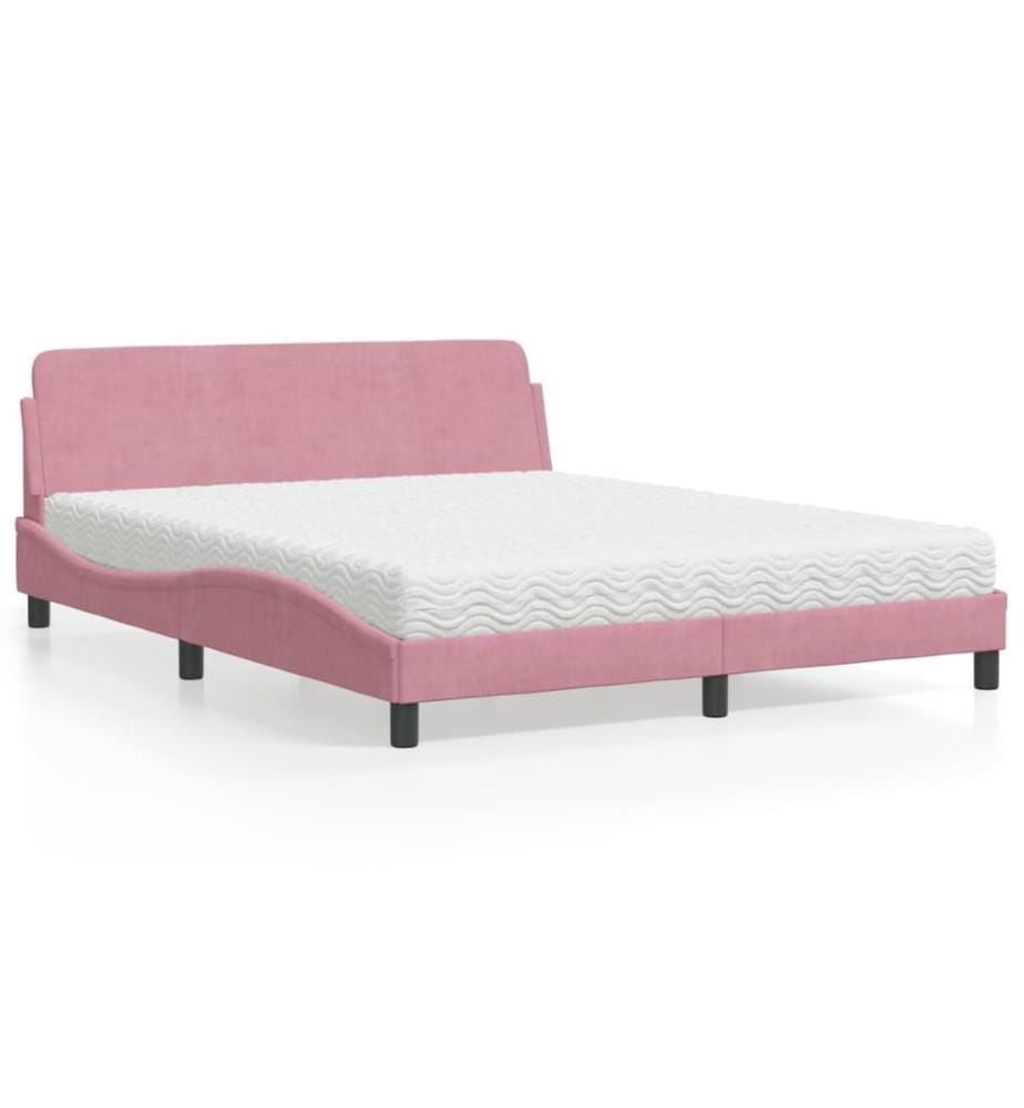 Bett mit Matratze "Dover" Rosa 160x200 cm Samt