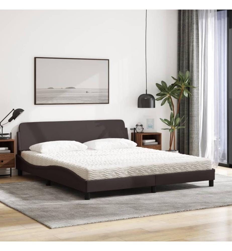 Bett mit Matratze "Dover" Dunkelbraun 180x200 cm Stoff