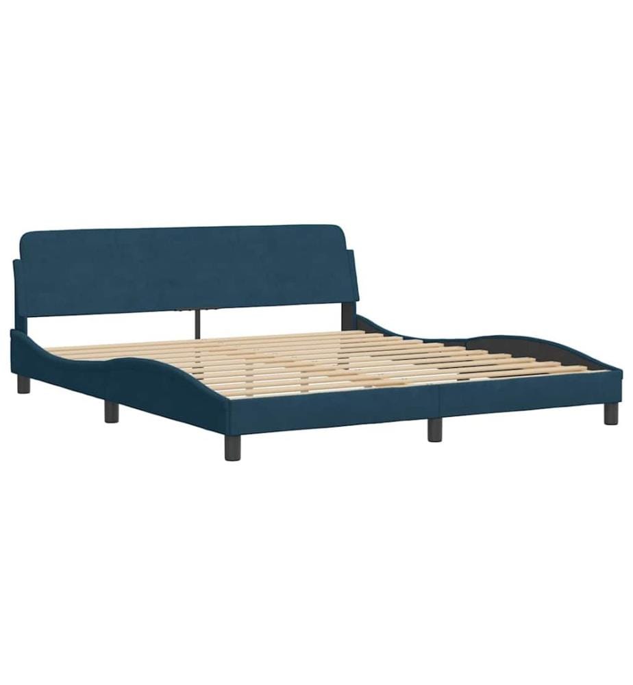 Lit avec matelas Dover bleu 180x200 cm velours