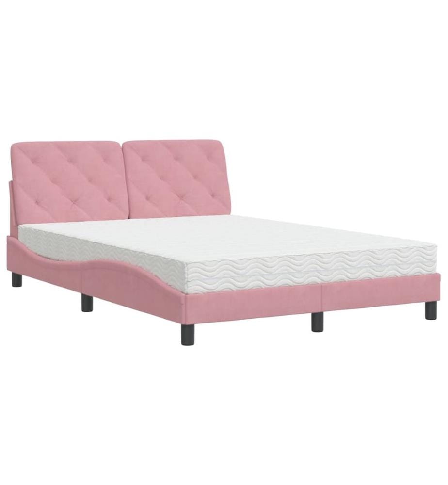 Lit avec matelas rose 120x200 cm velours