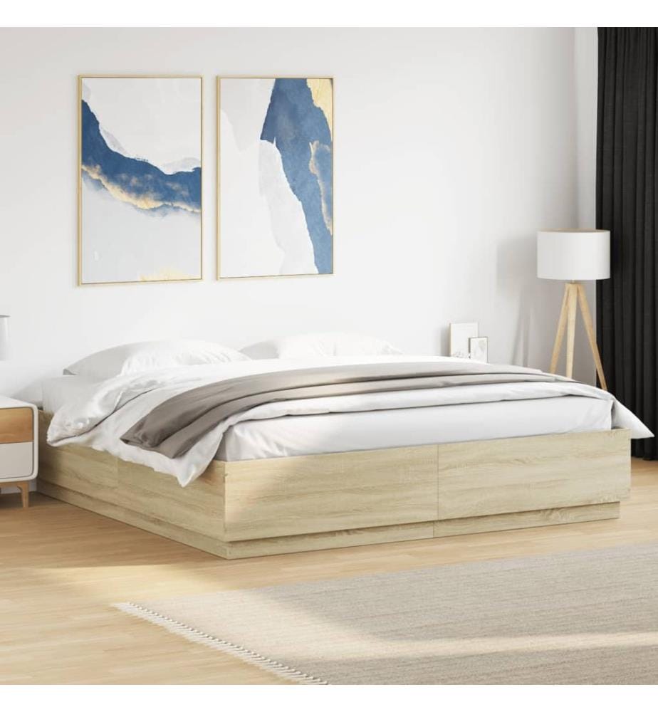 Cadre de lit avec LED sans matelas chêne sonoma 180x200 cm