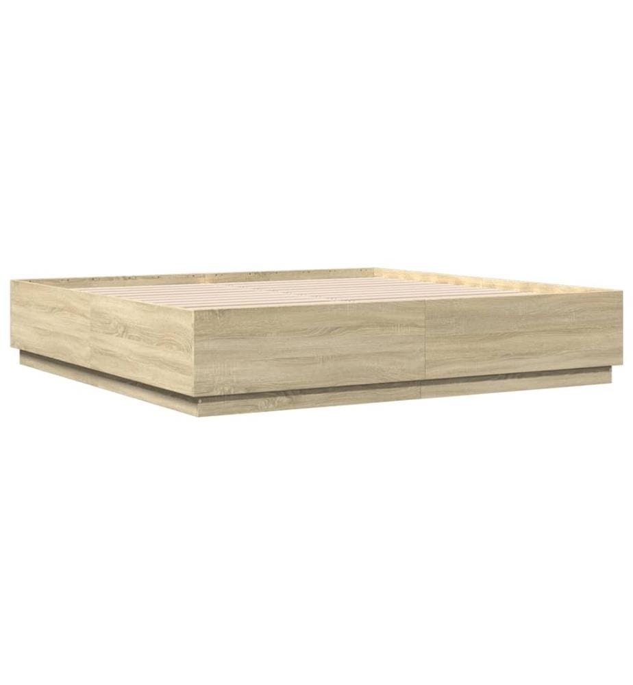 Cadre de lit avec LED sans matelas chêne sonoma 180x200 cm