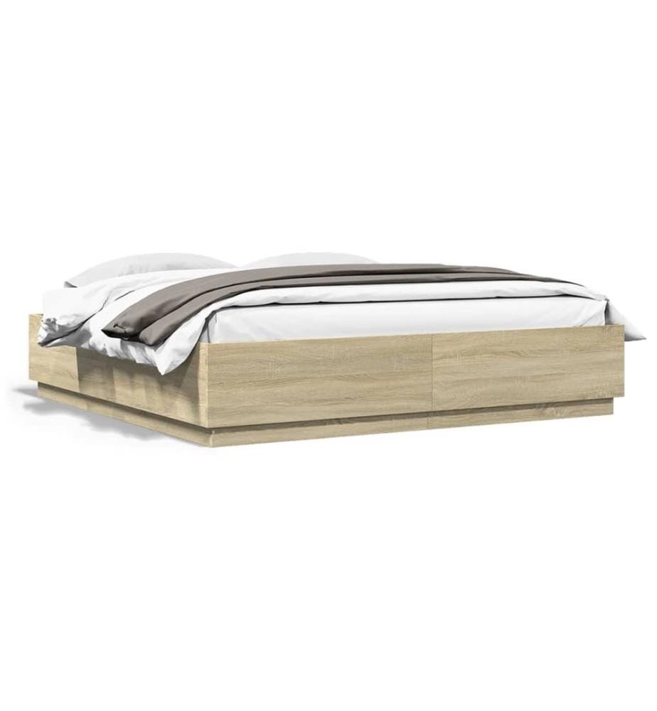 Cadre de lit avec LED sans matelas chêne sonoma 180x200 cm