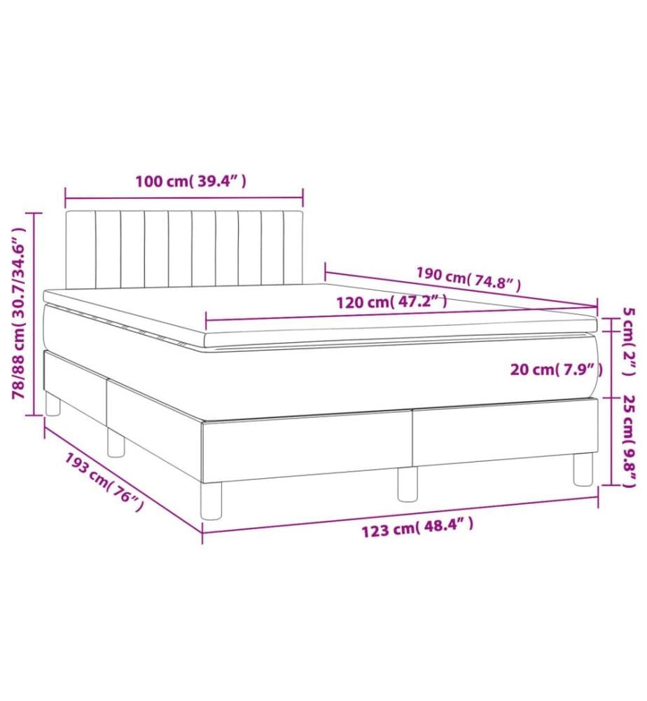 Boxspringbett mit Matratze Dunkelgrau 120x190 cm Samt