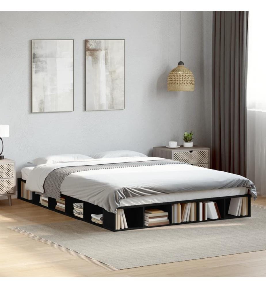 Cadre de lit sans matelas noir 160x200 cm