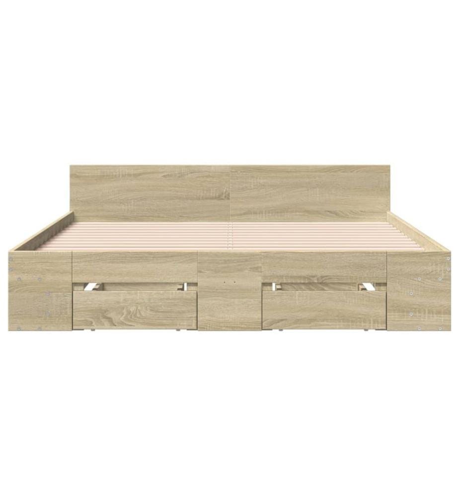 Bettgestell mit Schubladen Sonoma-Eiche 140x200cm Holzwerkstoff