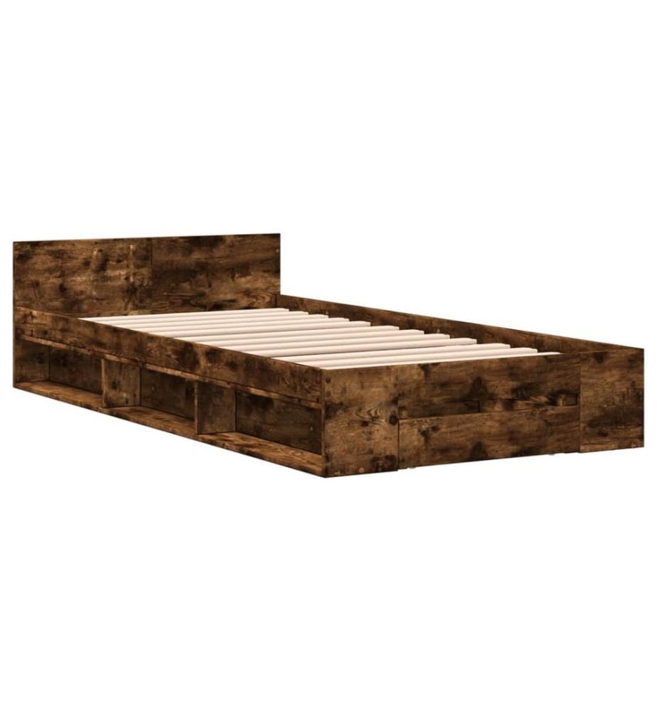 Bettgestell mit Schublade Räuchereiche 90x200 cm Holzwerkstoff