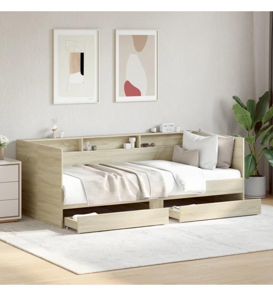 Lit de jour avec tiroirs sans matelas chêne sonoma 100x200 cm