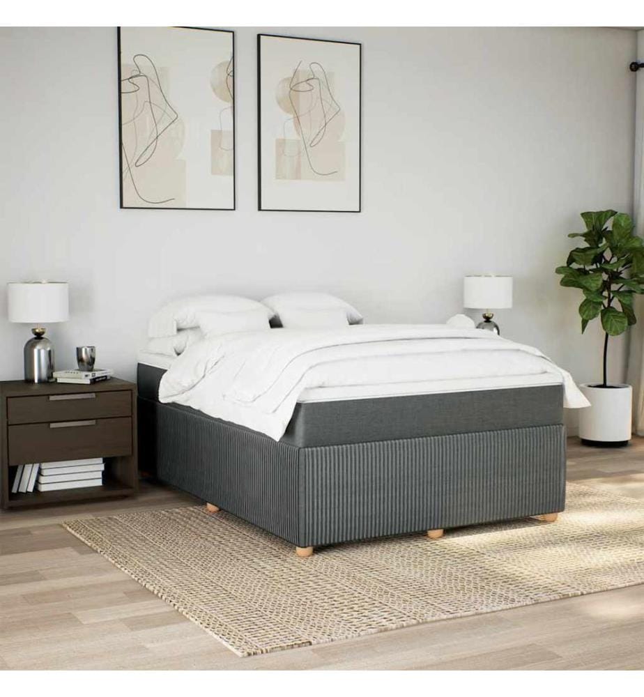 Boxspringbett mit Matratze Dunkelgrau 140x200 cm Stoff