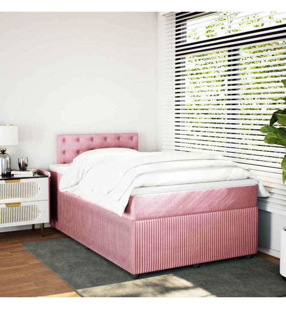 Boxspringbett mit Matratze Rosa 120x190 cm Samt