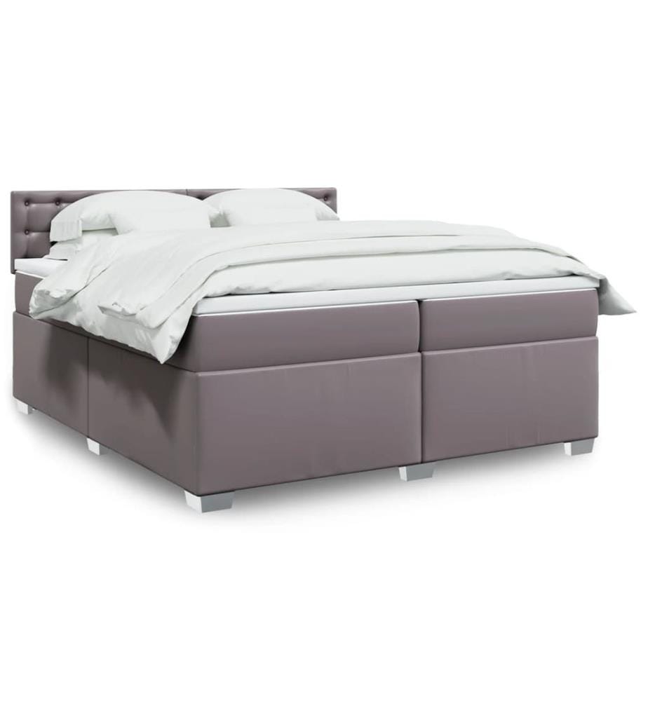 Boxspringbett mit Matratze Grau 200x200 cm Kunstleder