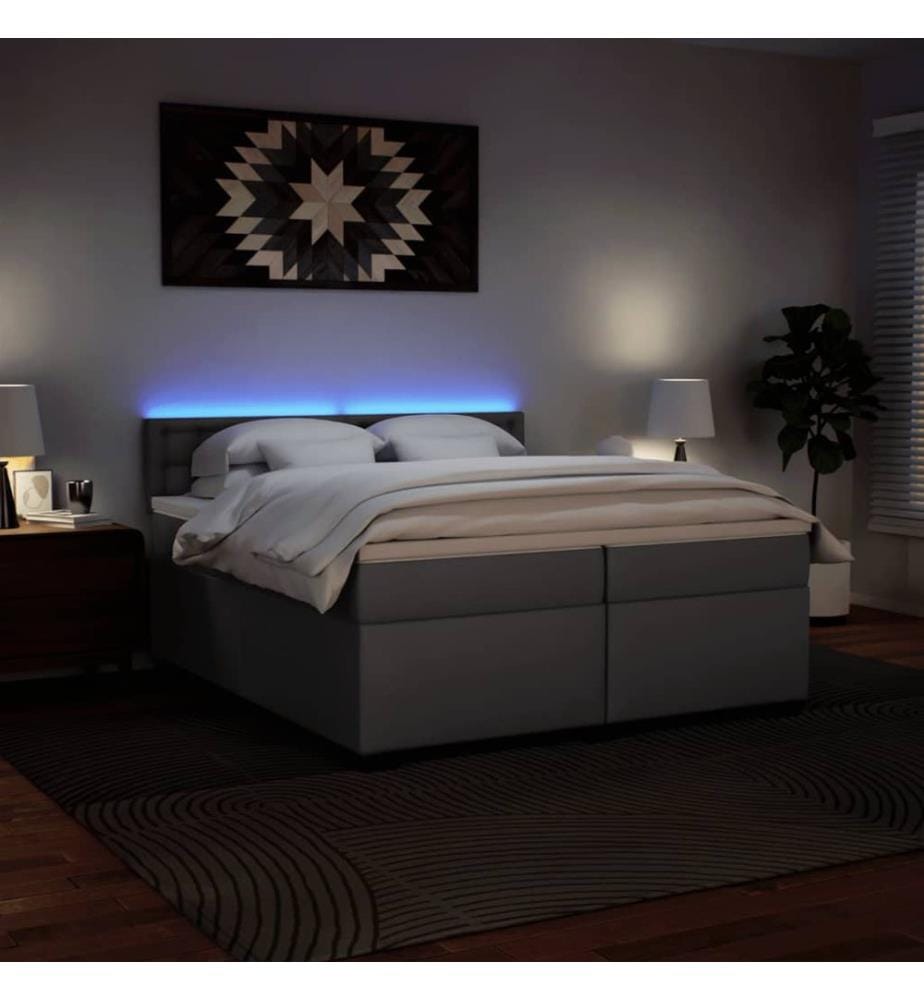 Boxspringbett mit Matratze Grau 200x200 cm Kunstleder