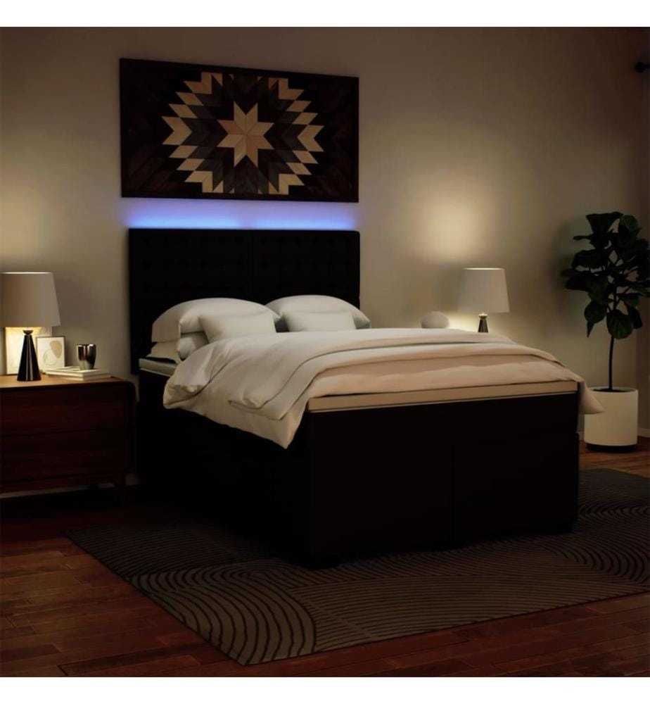 Boxspringbett mit Matratze Schwarz 140x200 cm Kunstleder