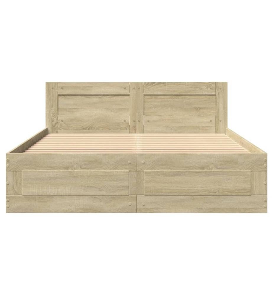 Bettgestell mit Kopfteil Sonoma-Eiche 140x200 cm Holzwerkstoff