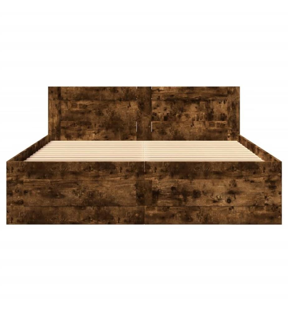 Bettgestell mit Kopfteil Räuchereiche 140x200 cm Holzwerkstoff