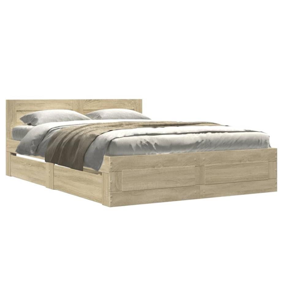 Bettgestell mit Kopfteil Sonoma-Eiche 120x190 cm Holzwerkstoff