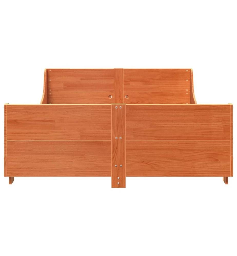 Cadre de lit sans matelas cire marron 140x200cm bois pin massif