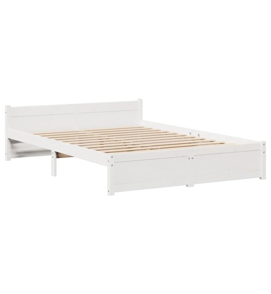 Cadre de lit avec tête de lit sans matelas blanc 120x200 cm
