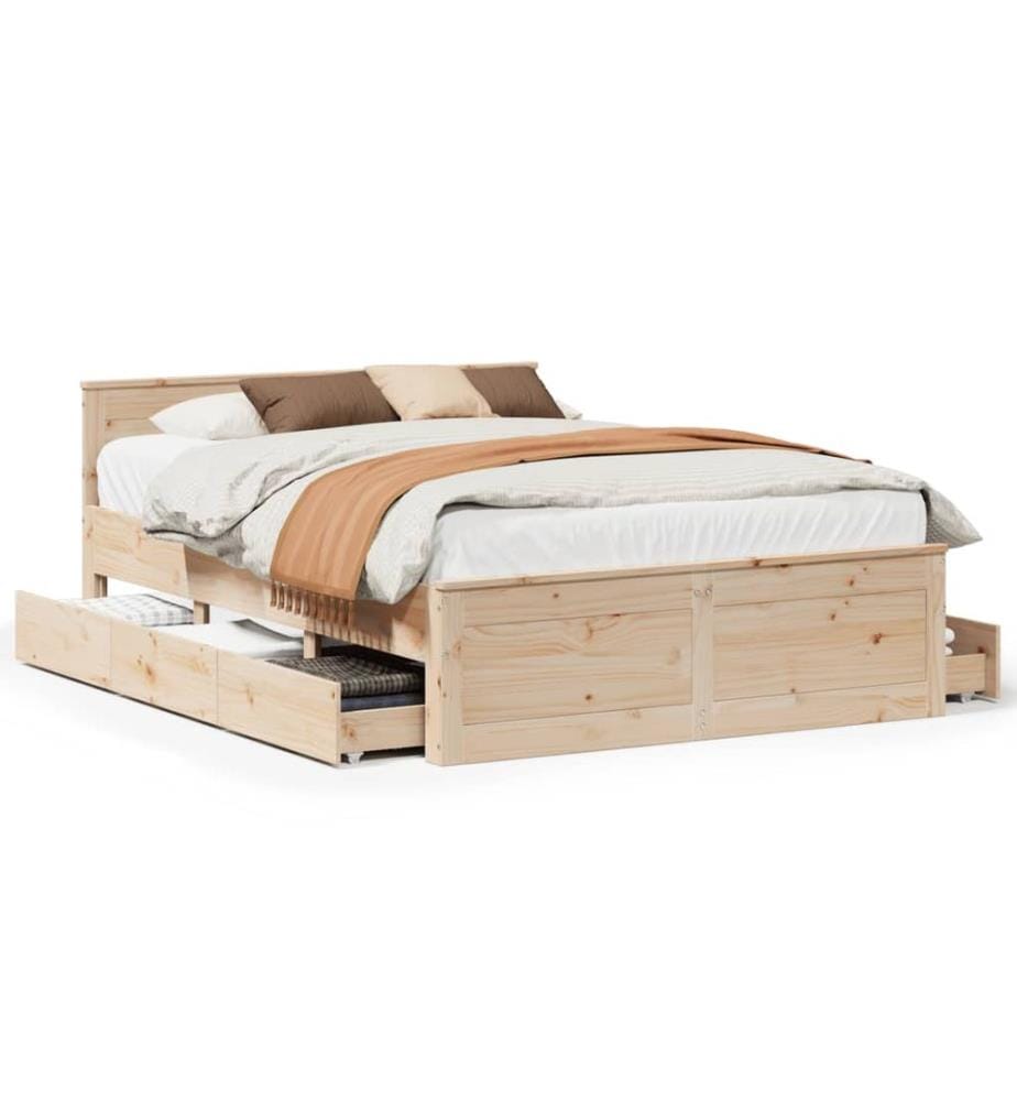 Cadre de lit sans matelas avec tête de lit 160x200cm pin massif