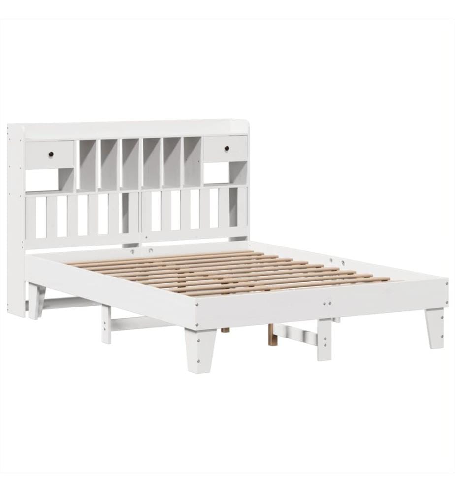 Cadre de lit sans matelas blanc 160x200 cm bois de pin massif