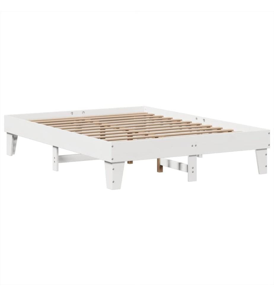 Cadre de lit sans matelas blanc 160x200 cm bois de pin massif