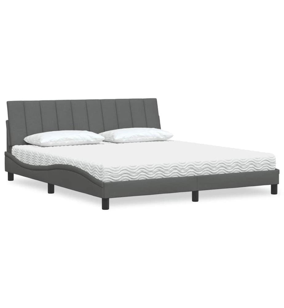 Bett mit Matratze "Hanko" Dunkelgrau 180x200 cm Stoff