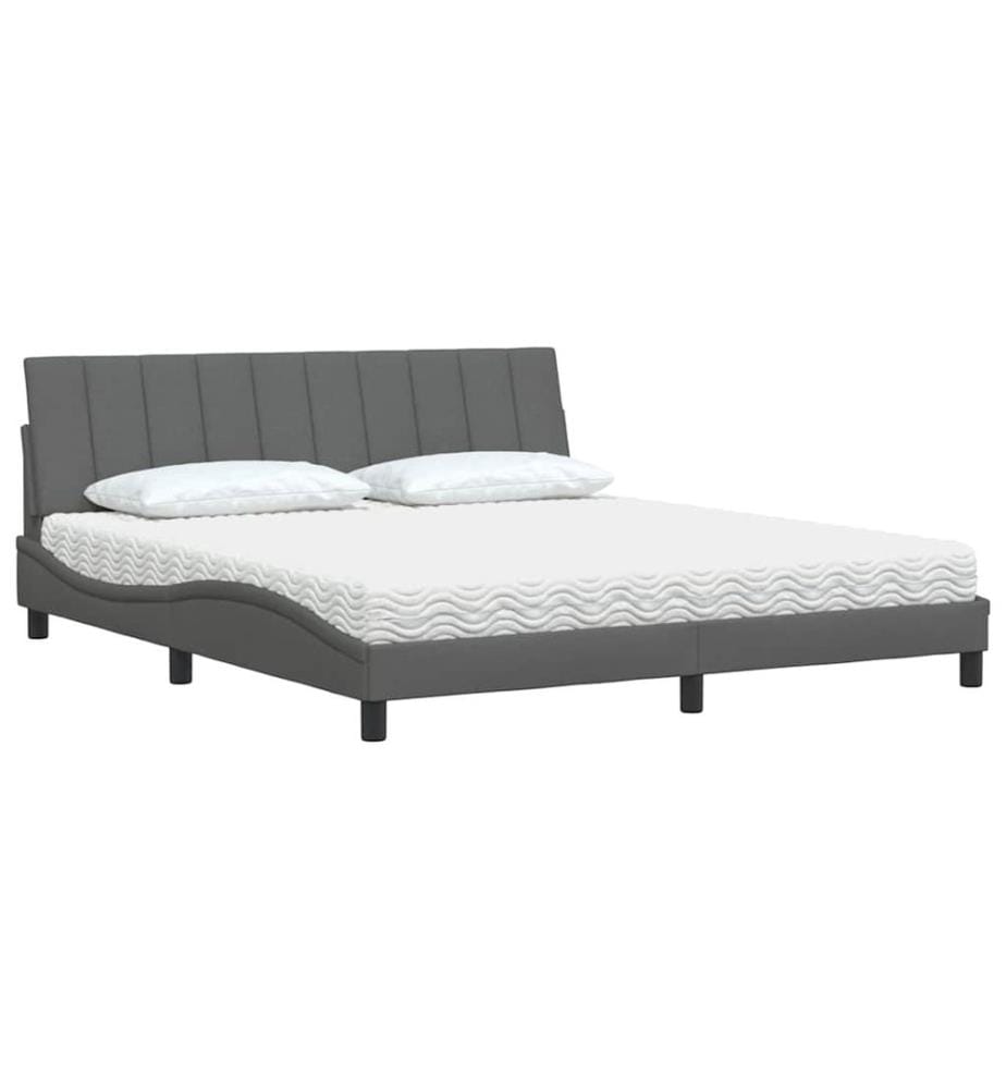 Bett mit Matratze "Hanko" Dunkelgrau 180x200 cm Stoff