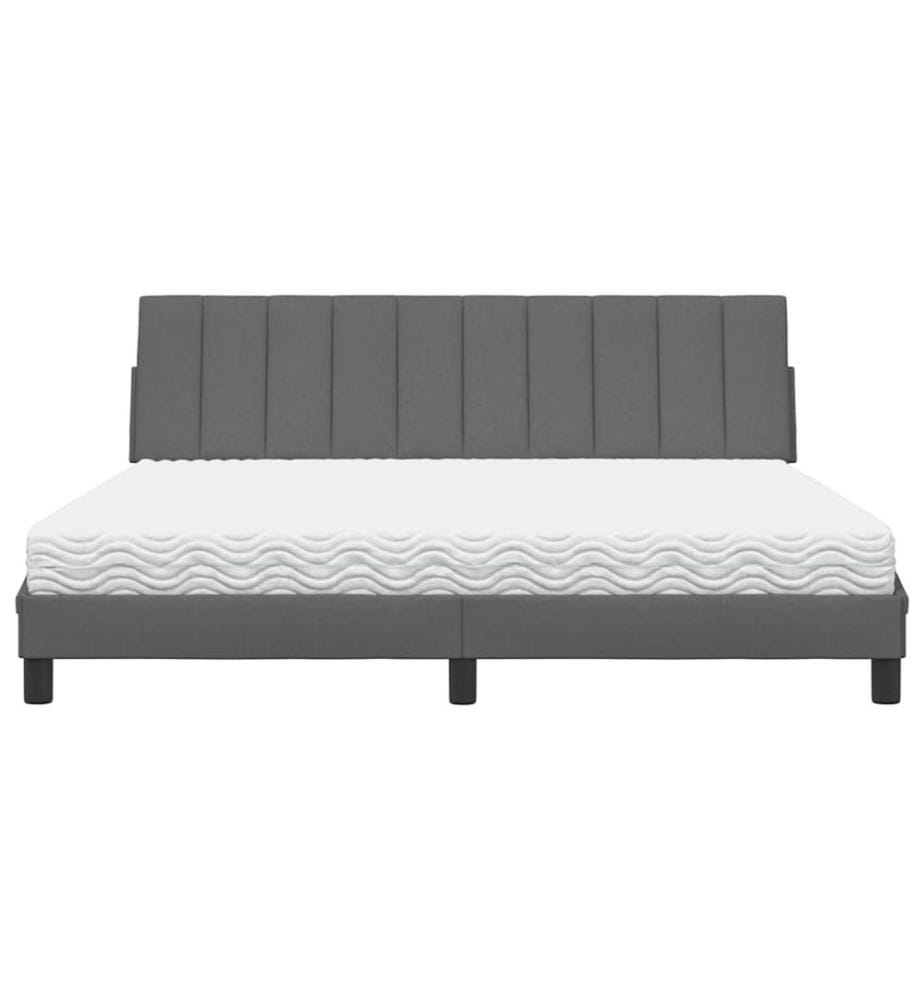 Bett mit Matratze "Hanko" Dunkelgrau 180x200 cm Stoff