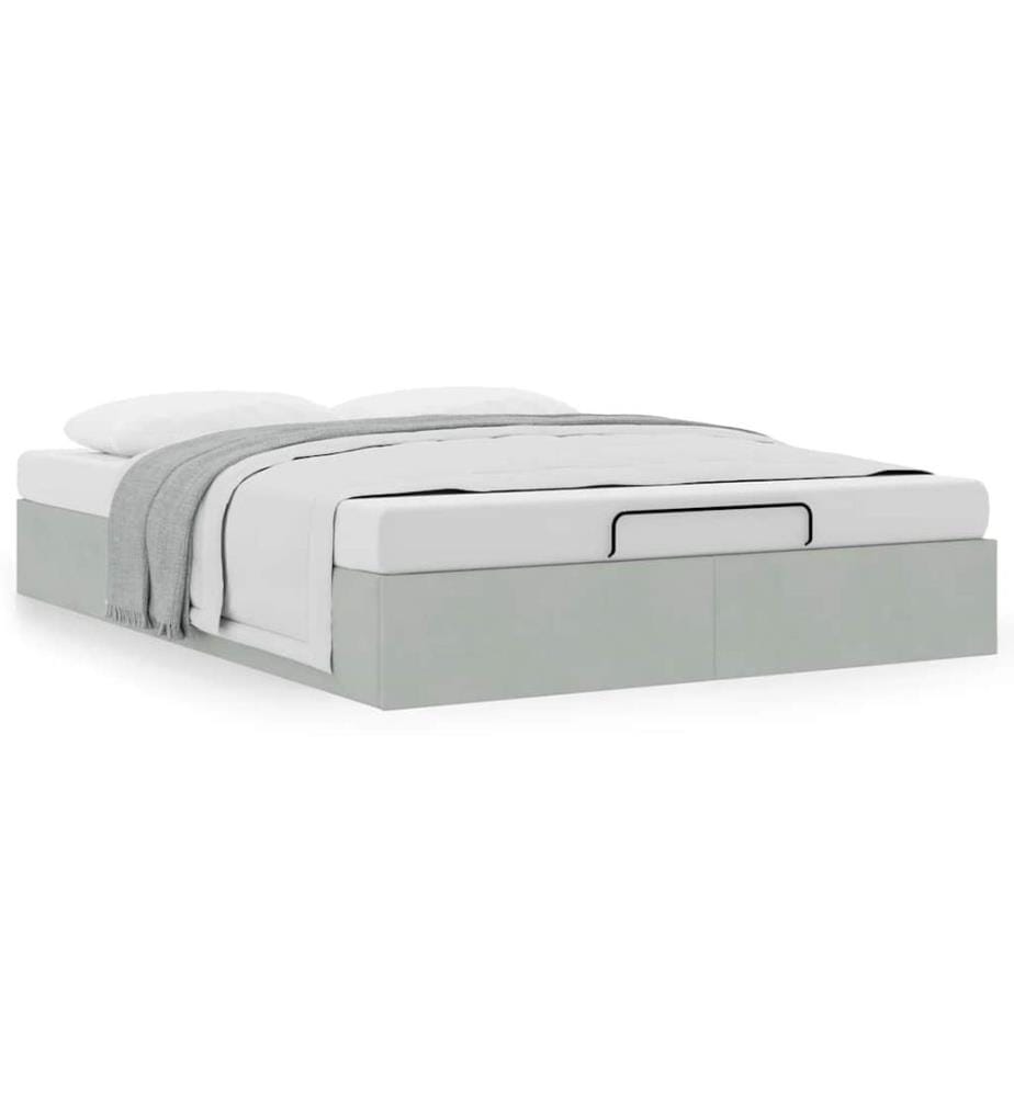 Ottoman-Bett ohne Matratze Hellgrau 140x200 cm Samt
