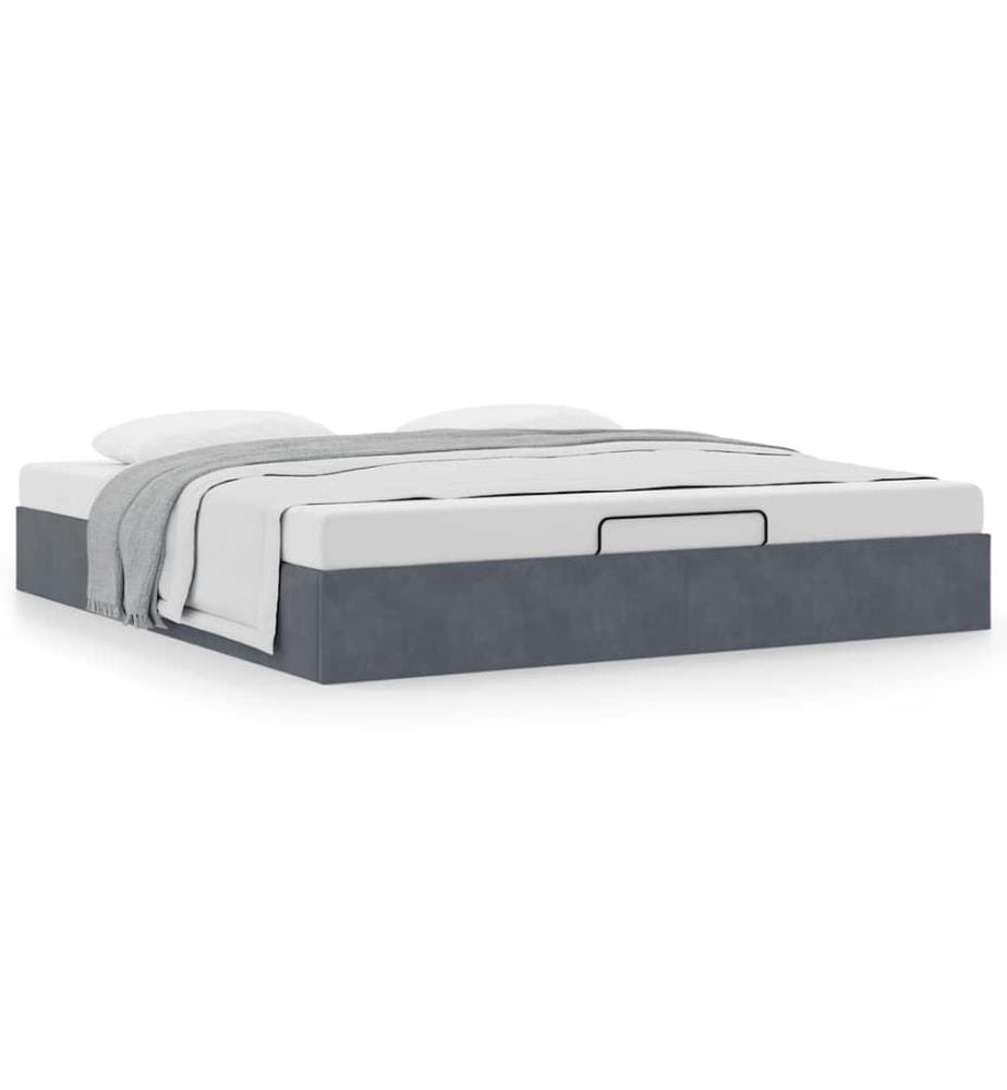 Ottoman-Bett ohne Matratze Dunkelgrau 160x200 cm Samt