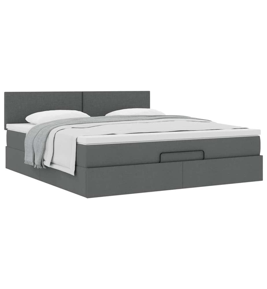 Ottoman-Bett mit Matratze Dunkelgrau 180x200 cm Stoff